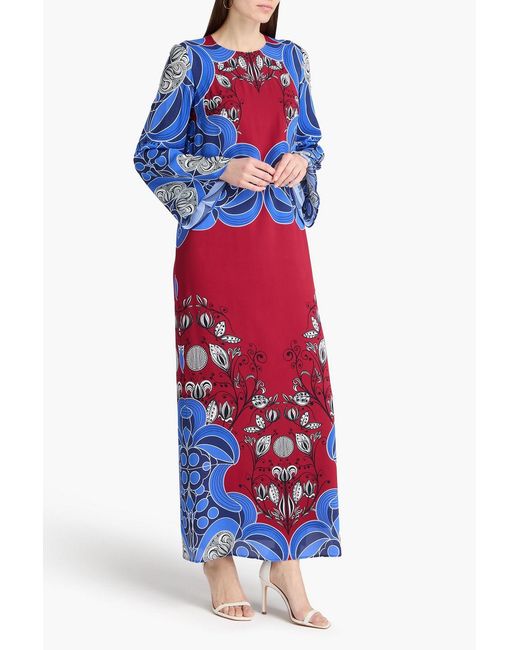 Borgo De Nor Blue Capucine Paisley-print Crepe Maxi Dress