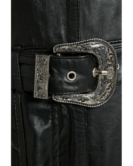Muubaa Black Belted Leather Jumpsuit