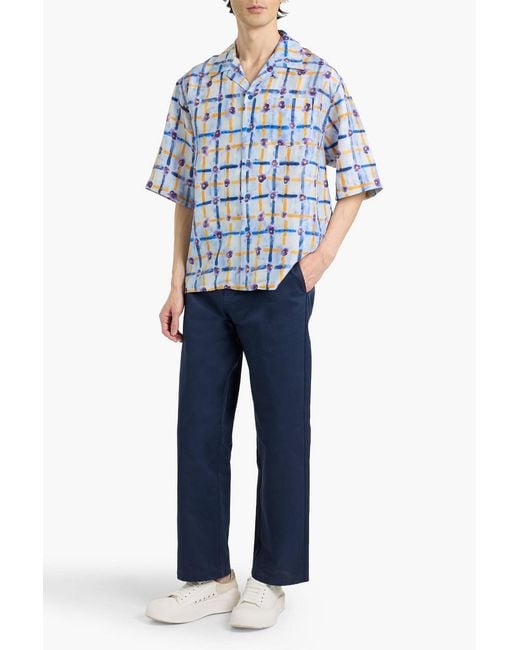 Marni Blue Printed Silk Shirt for men