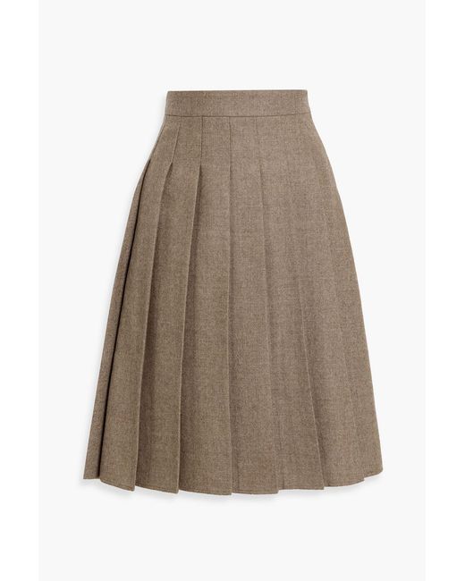 LE17SEPTEMBRE Natural Pleated Wool-Twill Skirt
