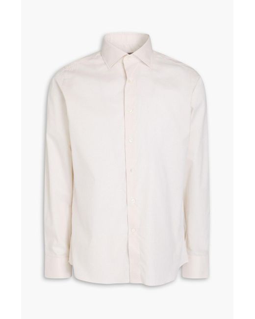 Canali White Checked Cotton-poplin Shirt for men