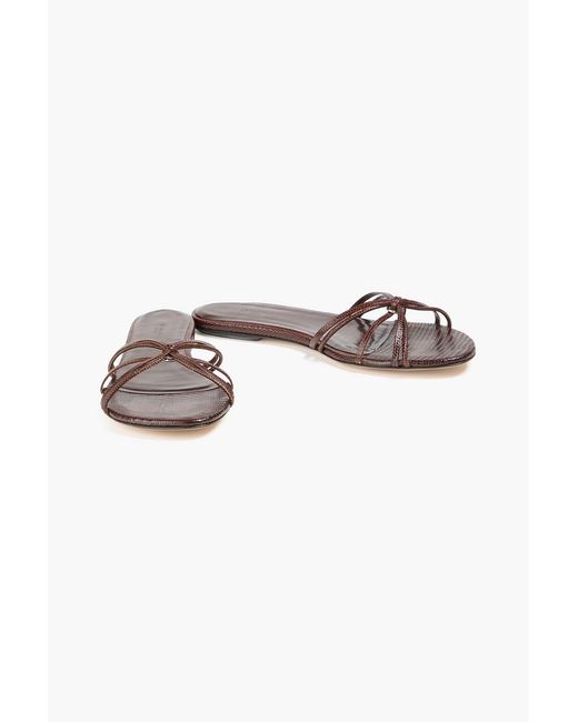 Le Monde Beryl White Snake-Effect Leather Sandals