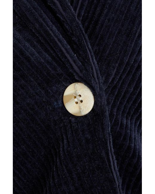 Ganni Blue Embroidered Cotton-blend Corduroy Blazer