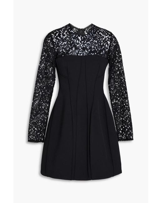 Jonathan Simkhai Black Primm Twill-Paneled Corded Lace Mini Dress
