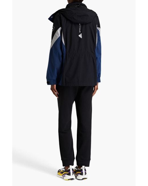 Adidas By Stella McCartney Blue Appliquéd Shell Hooded Jacket
