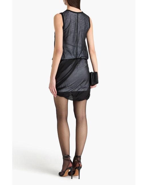 Helmut Lang Black Drapierter minirock aus seidenchiffon