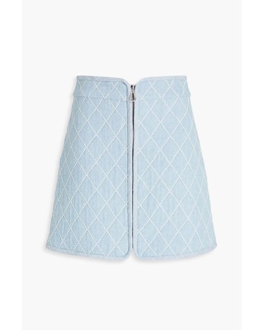 Sandro Blue Maya Cotton-blend Jacquard Mini Skirt