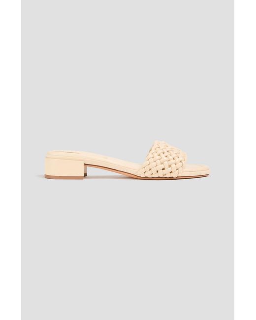 Alexandre Birman White Clarita Braided Leather Mules