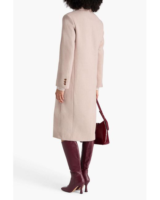 Maje Natural Double-Breasted Wool-Blend Flannel Coat