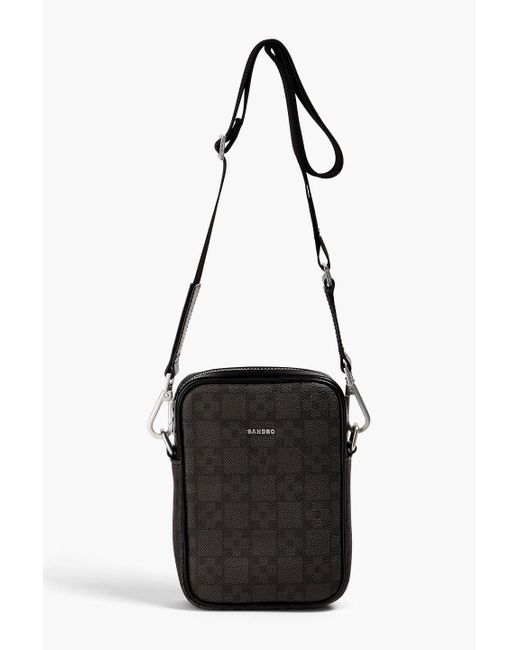 Sandro Black Printed Textured Shoulder Bag for men