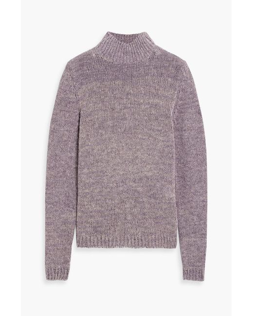 Totême  Purple Linen, Cotton And Silk-blend Turtleneck Sweater