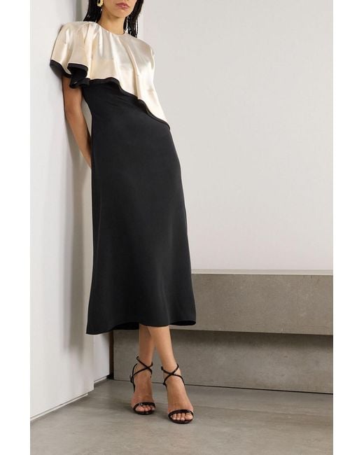 Altuzarra Black Topolino Layered Silk-Satin Midi Dress