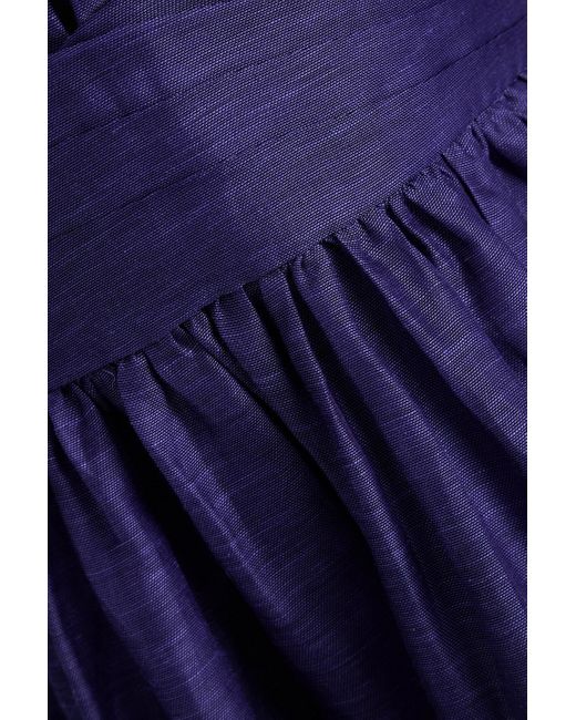 Zimmermann Blue Linen And Silk-blend Organza Mini Dress