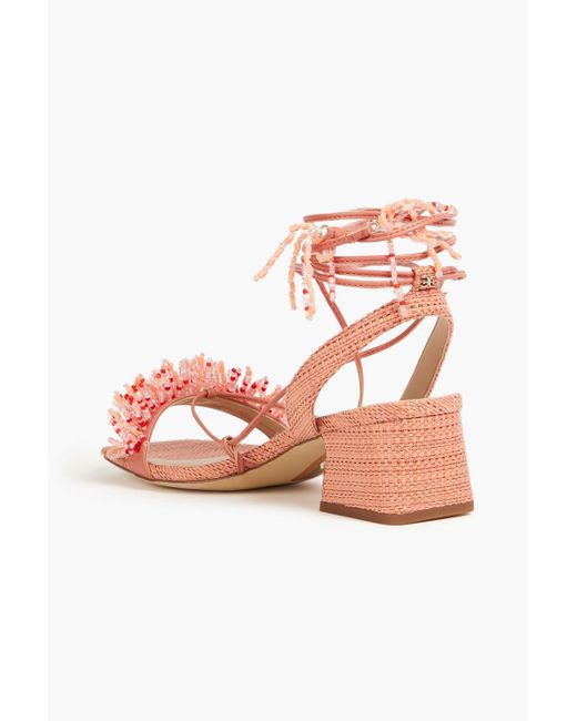 Sam Edelman Pink Walda sandalen aus webstoff mit zierperlen