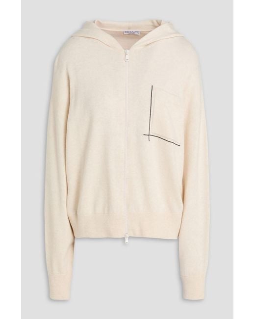 Brunello Cucinelli Natural Bead-Embellished Wool, Cashmere And Silk-Blend Hoodie