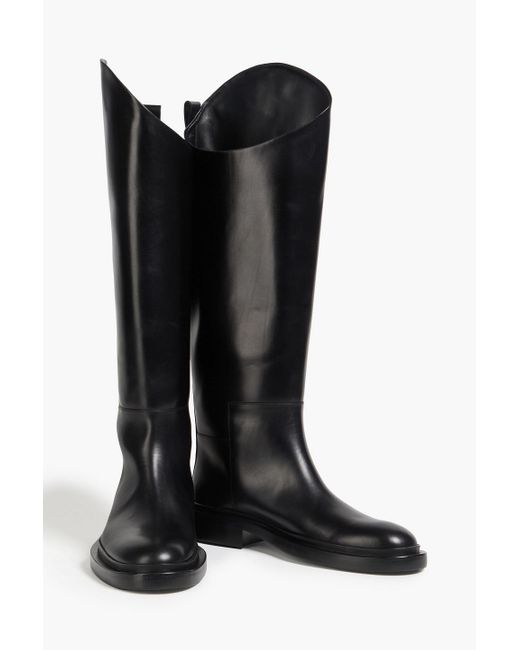 Jil Sander Black Leather Knee Boots