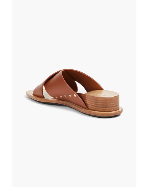 Fabiana Filippi Brown Studded Leather Mules