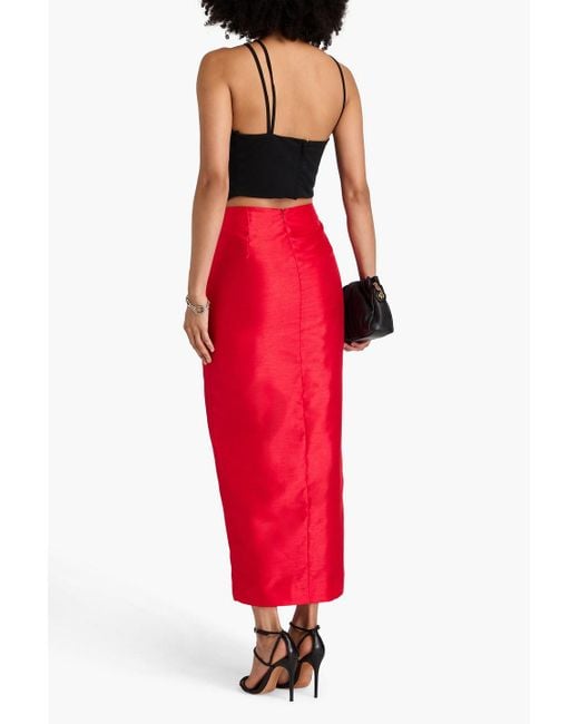 Nicholas Red Shantung Maxi Skirt