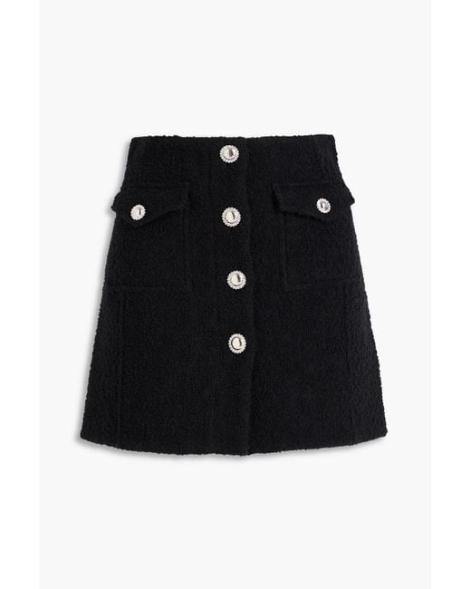 Alessandra Rich Black Wool-blend Bouclé-tweed Mini Skirt