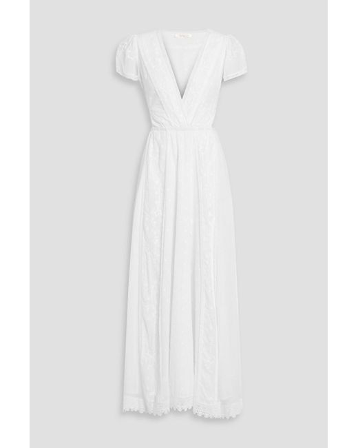 LoveShackFancy White Cutout Fil Coupé Cotton-gauze And Georgette Maxi Dress