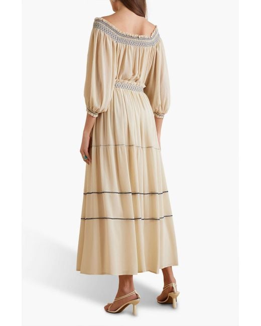 See By Chloé Natural Embroidered Georgette Maxi Skirt
