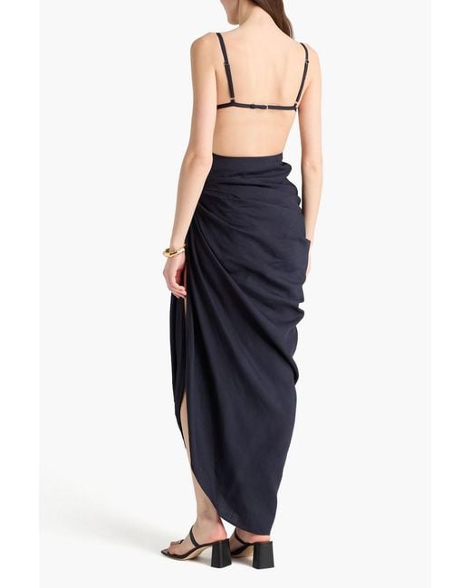 Jacquemus Blue Saudade Open-back Draped Woven Maxi Dress