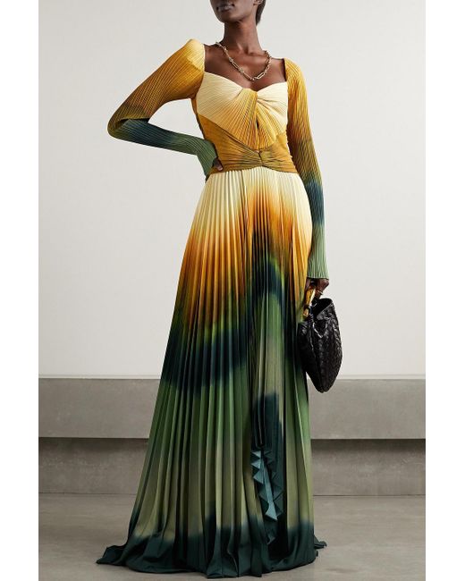 Altuzarra Varvara Tie-dyed Pliss Crepe De Chine Maxi Dress in Green | Lyst