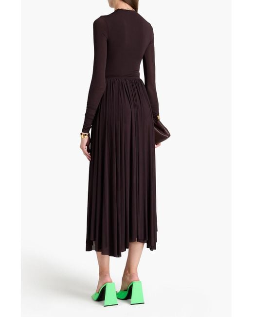Philosophy Di Lorenzo Serafini Purple Gathered Jersey Midi Skirt