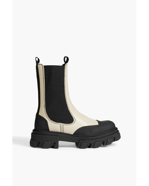 Ganni Rubber-trimmed Two-tone Leather Chelsea Boots in Black | Lyst  Australia