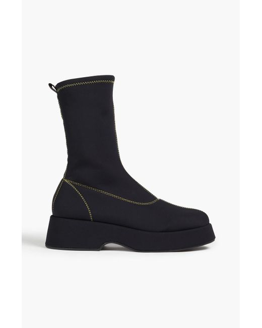Ganni Black Sock boots aus neopren mit kontrastnähten
