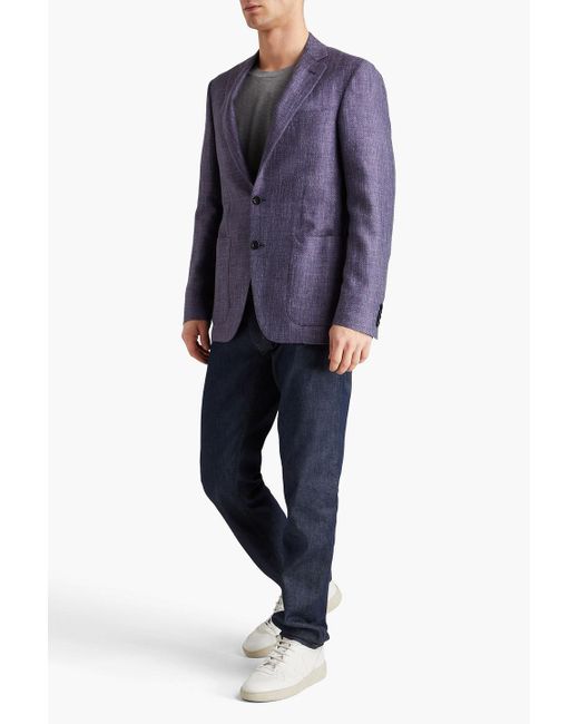 Canali Purple Mélange Wool-blend Blazer for men