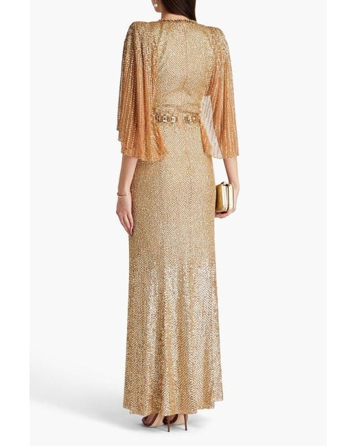 Jenny Packham Natural Embellished Tulle Gown