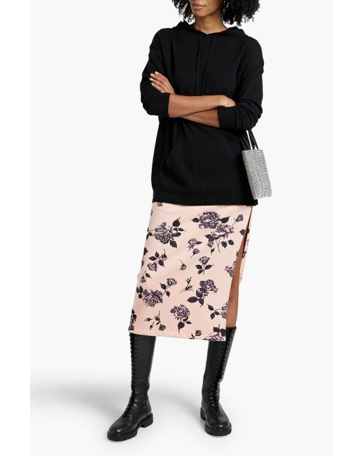 RED Valentino Pink Floral-print French Cotton-blend Terry Midi Skirt