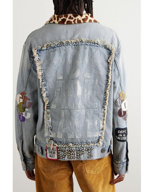 GALLERY DEPT. Blue Headline Logo-Appliquéd Printed Denim Jacket for men