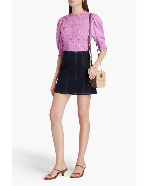 Veronica Beard Pink Langston oberteil aus baumwoll-jersey mit raffung