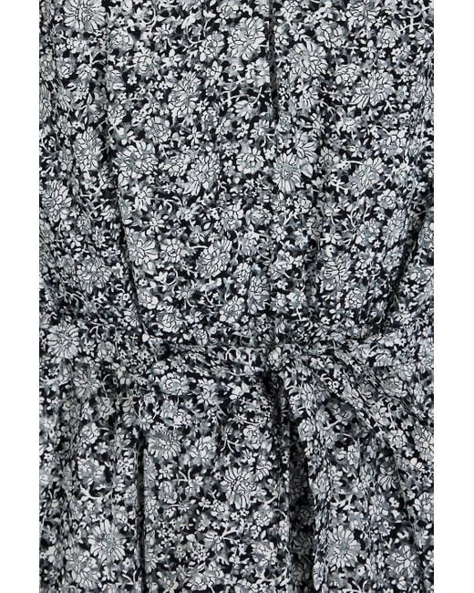 Maje Gray Floral-print Devoré Mini Dress
