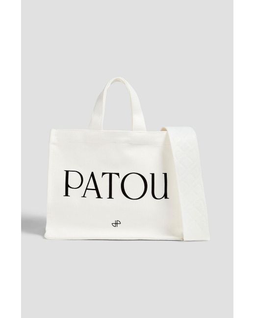 Patou Blue Logo-Print Canvas Tote