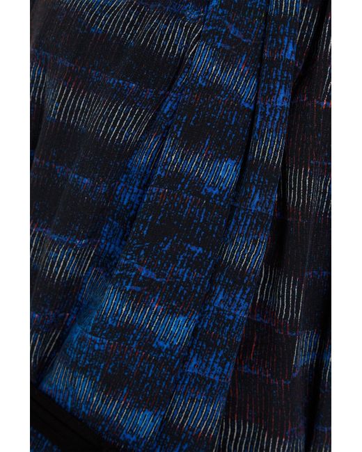 See By Chloé Blue Gathered Printed Silk Crepe De Chine Dress