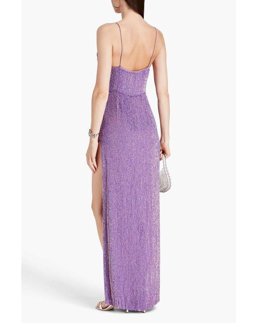 retroféte Purple Katya Sequined Chiffon Gown