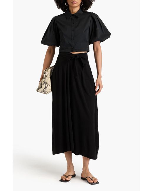 BITE STUDIOS Black Belted Jersey Midi Skirt