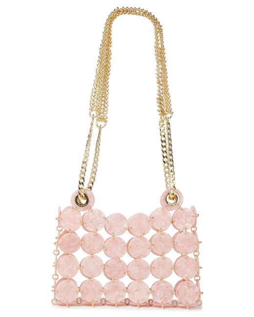 Sandro Pink Pastille Marbled Resin And Chainmail Shoulder Bag