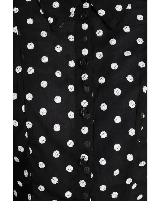 ROTATE BIRGER CHRISTENSEN Black Sequin-Embellished Chiffon Shirt