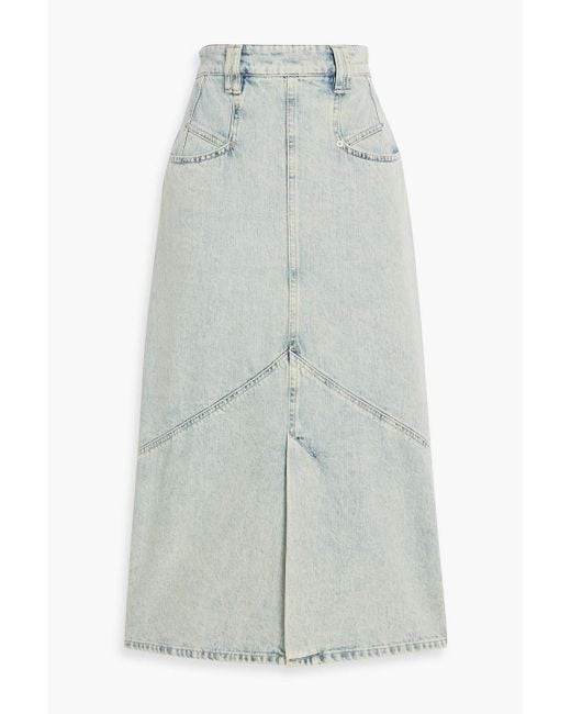 Isabel Marant White Pomano Faded Denim Midi Skirt