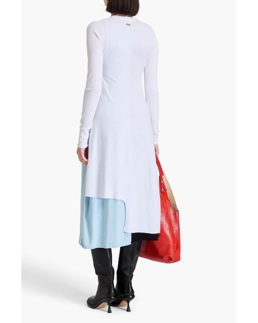 J.W. Anderson White Layered Color-Block Knitted Midi Dress
