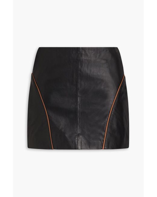 REMAIN Birger Christensen Black Leather Mini Skirt