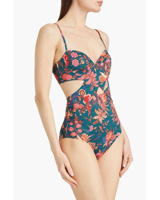 Ulla Johnson Red Luna Cutout Printed Swimsuit
