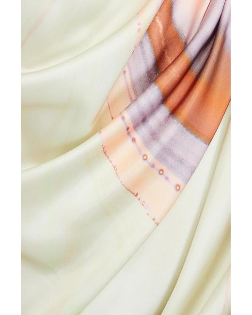 Jonathan Simkhai White Hansel Draped Printed Satin Halterneck Gown