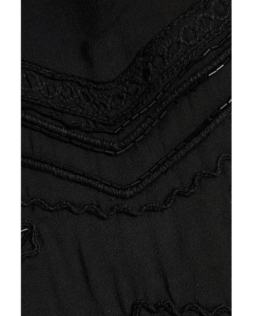 IRO Black Maldi midikleid aus crêpe de chine mit verzierung