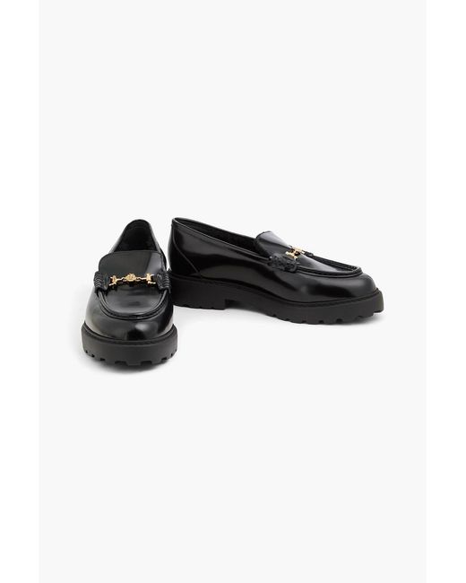 Bally Black Galika Glossed-Leather Loafers