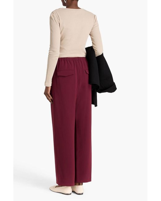 Theory Red Pleated Crepe Wide-leg Pants